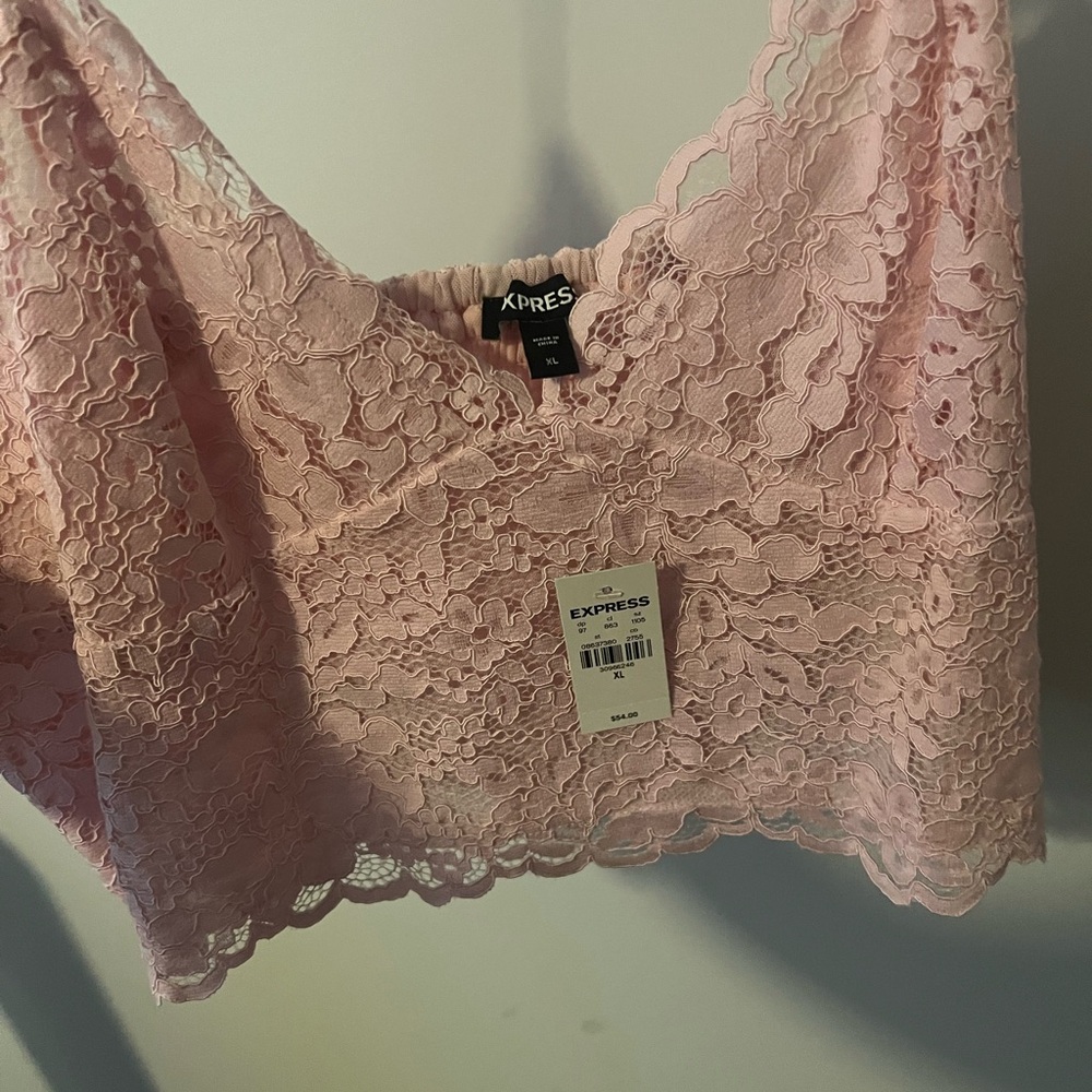 Express Blush Lace Crop Top